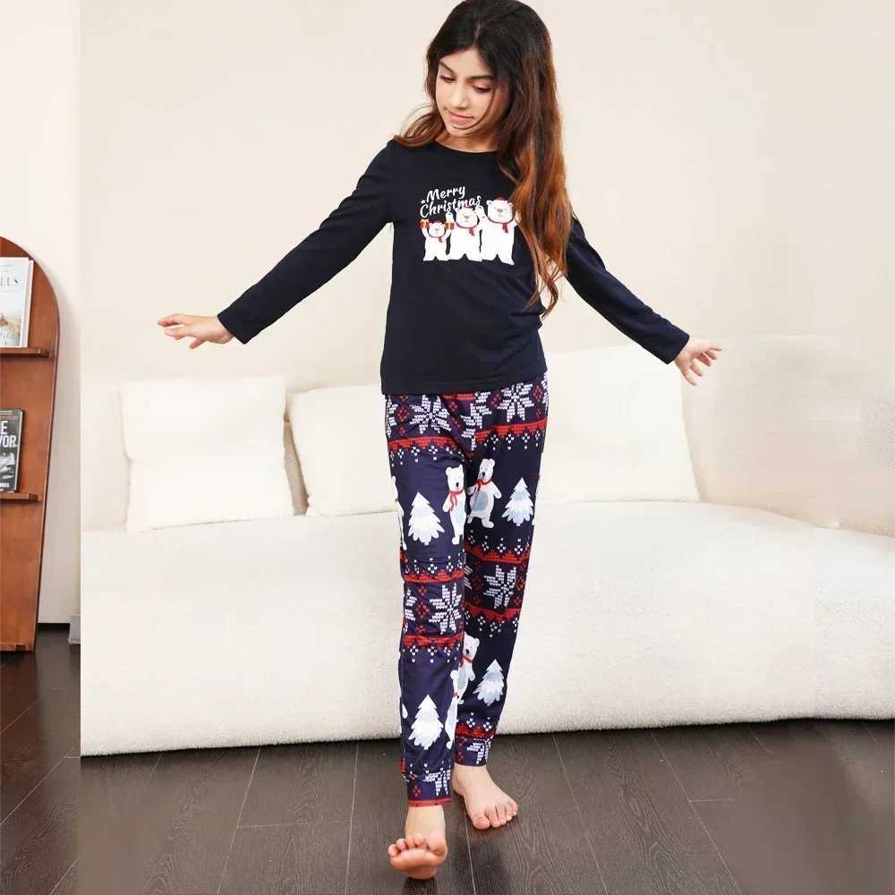 Merry Christmas Family Pajama Set Cartoon Bear Print Mom Daughter Dad Son Baby Match Clothes Loose Soft Pajama Christmas Appearance W241015