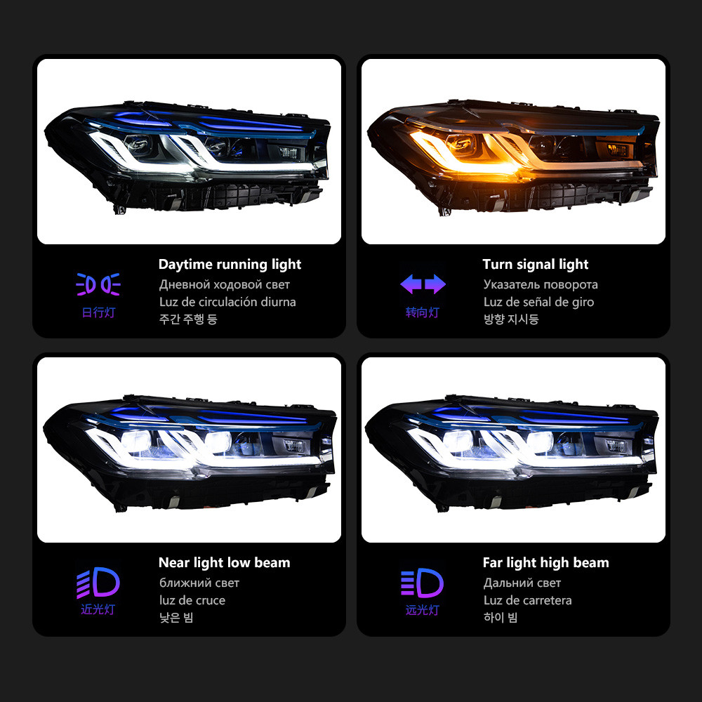 Car Head Lights for BMW G30 LED Headlight Projector Lens 20 21-2023 525i 530i 535i 540i Signal Head Lamp