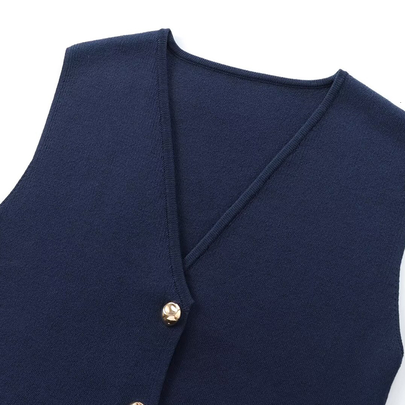Women's Vest Sexy Sleeveless Cropped Y2k Elegant Fashion With Button Jackets 2024 Inszartrafaf Solid Summer Tops