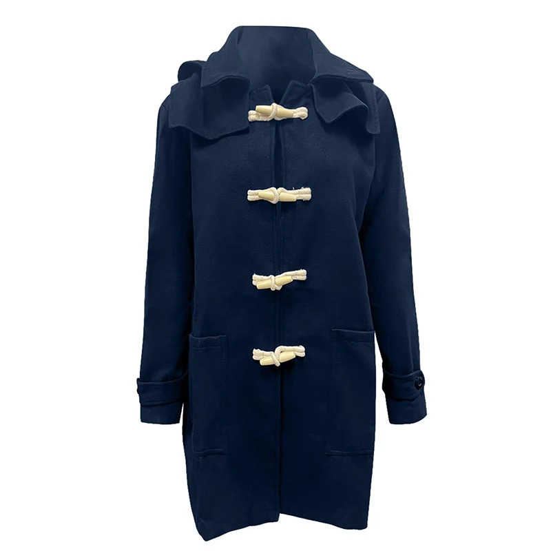 Men s Winter Duffle Coat Loose Fit Classic Wool Blend Long Sleeve Hood Toggle Outwear 241017