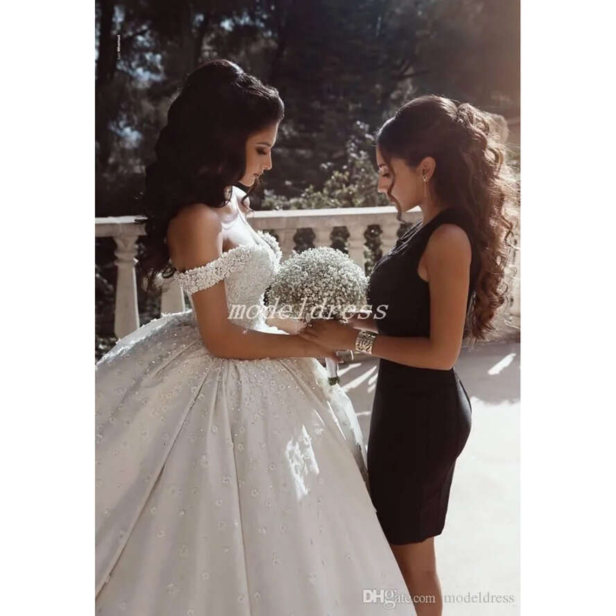 Arabric Wedding Princess Ball Dresses Off Shoulder Or Length Wers Beads Church Garden Bridal Gown Plus Size Vestido De Novia