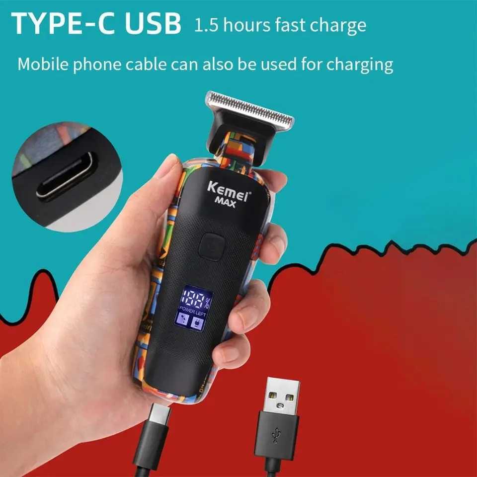 Kemei Mens Electric Hair Clipper Rechargeable Hair Clipper Facial Hair Clipper W241017