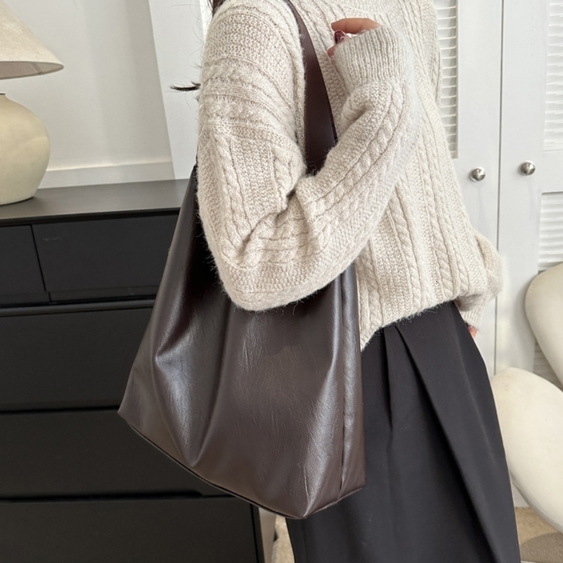 PU Leather Boston Handbag Vintage Pillow n For Women Casual Large Capacity Shoulder Crossbody Bags Fashion Shopper 241011