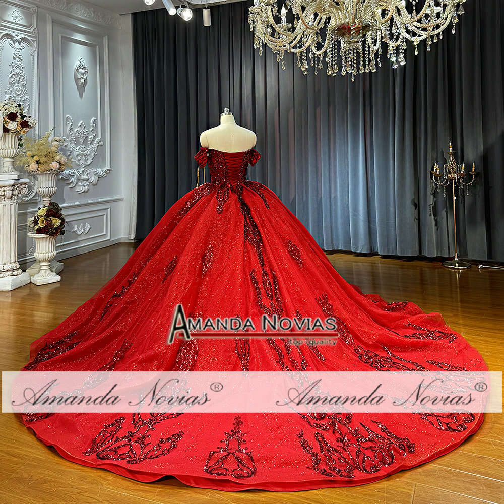 Amanda Novias Off Shoulder Red Wedding Dress