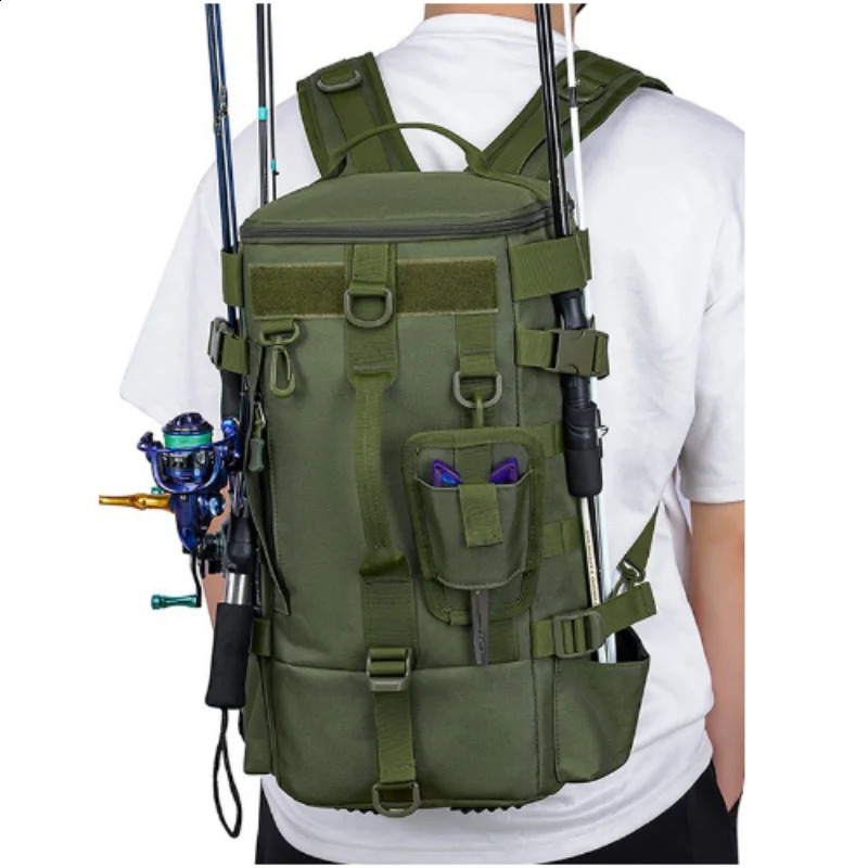 Outdoor travel sports cycling fishing multifunctional backpack waterproof Oxford cloth bag Luya bag 241008