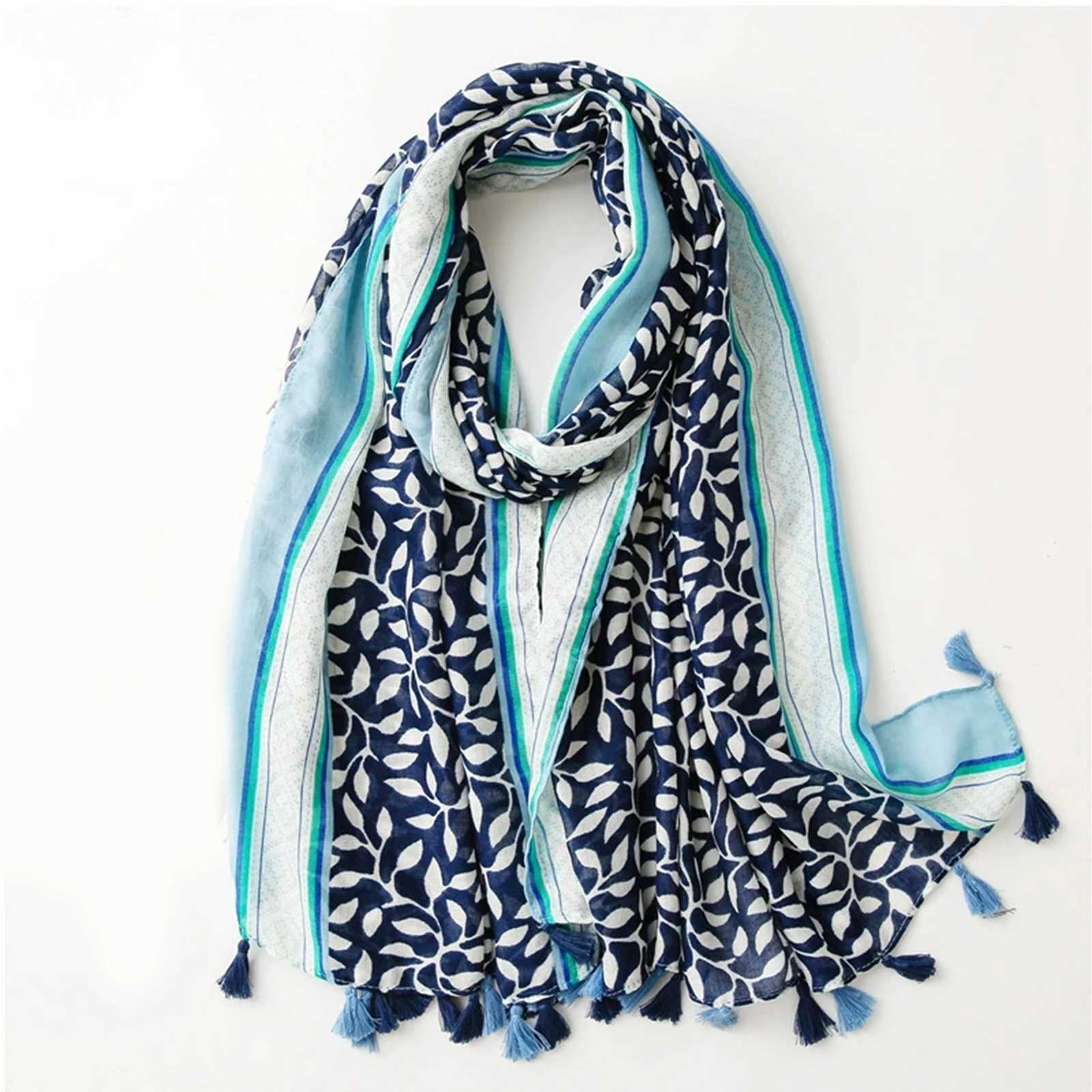 180 * 85cm ribbon style Muslim scarf outdoor cotton and linen scarf warm all year round sage poppa printed beach towel X241017
