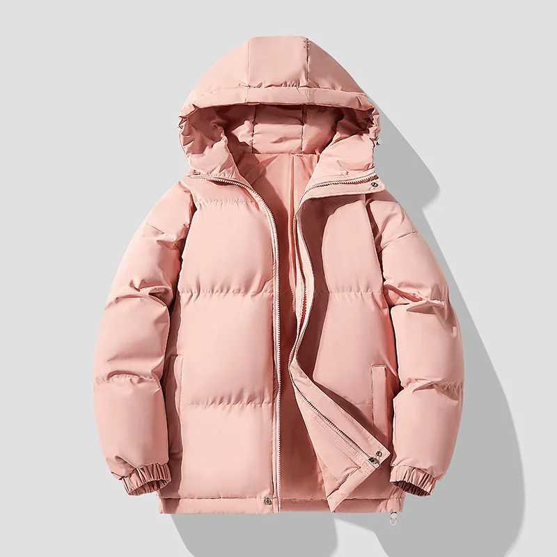 New autumn and winter mens hoodie Parkas solid warm couple jacket outdoor casual jacket mens cotton padded sports jacket X2410171