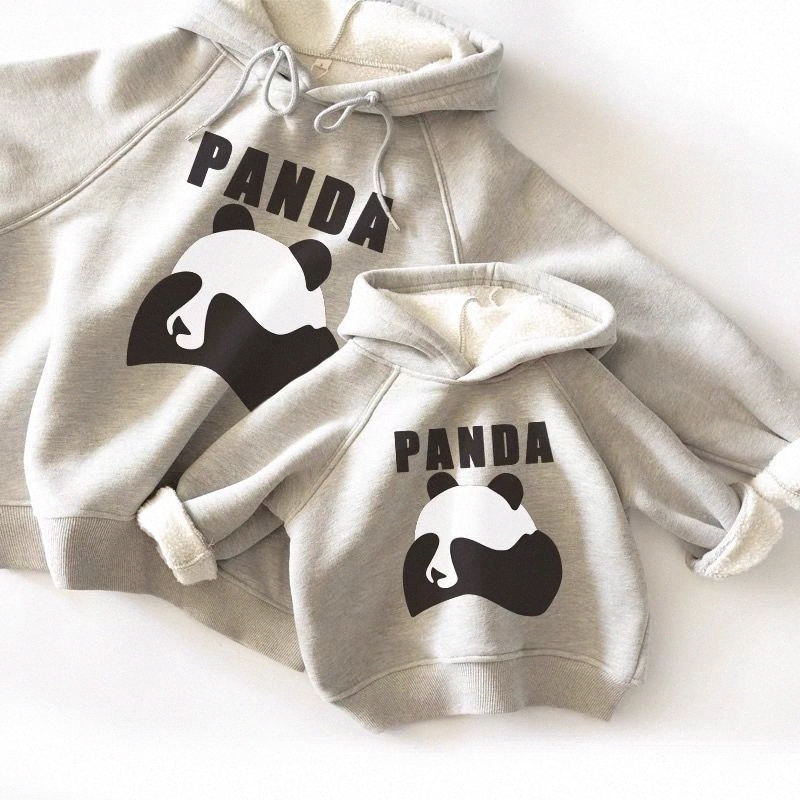 Panda Plush Hoodies Thick Matching Outfits for Families with Boys Girls Men Women S2548