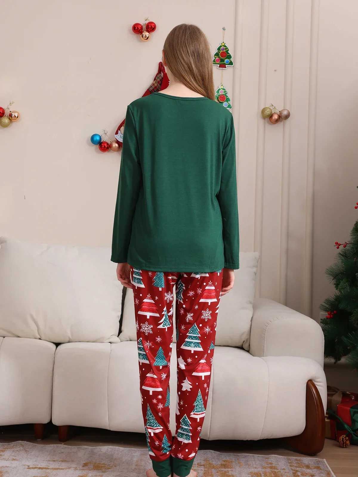 Christmas Tree Printing Family Christmas Pajama Set Full Set of Casual Soft Pajamas Mom Dad Child Matching Set Christmas Appearance Pajamas W241015