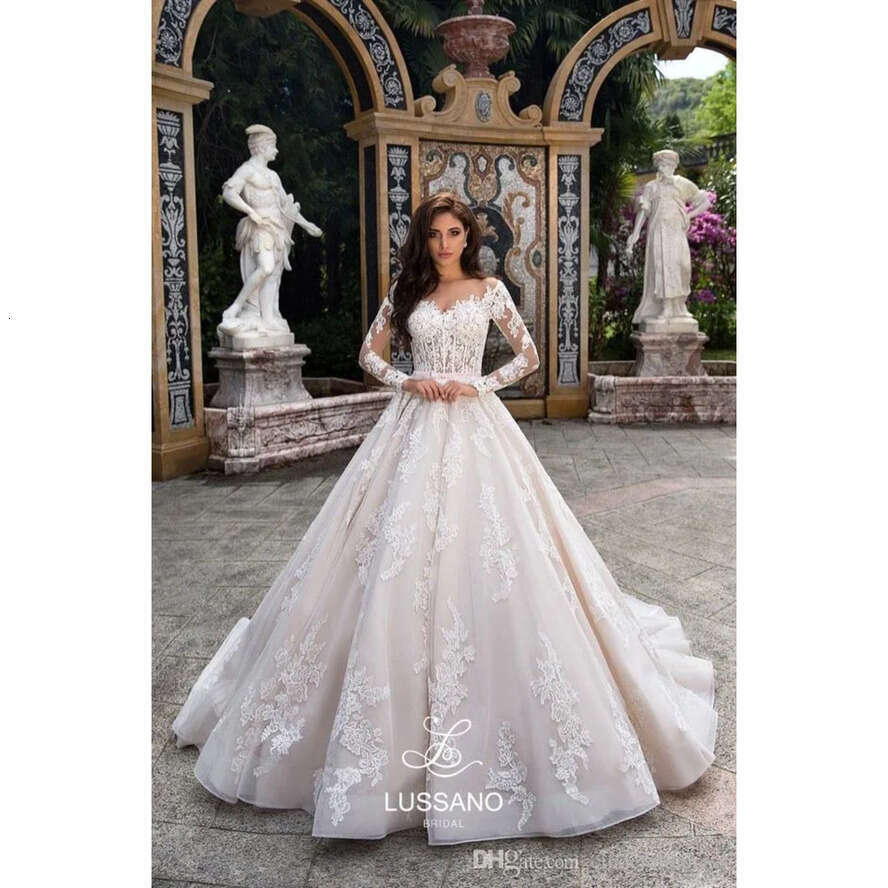 Western Long Sleeve Modest Lace Wedding Dresses 2020 Sheer Appliques Sweetheart Ball Gown Bridal Gowns Custom Made Ba9151 s