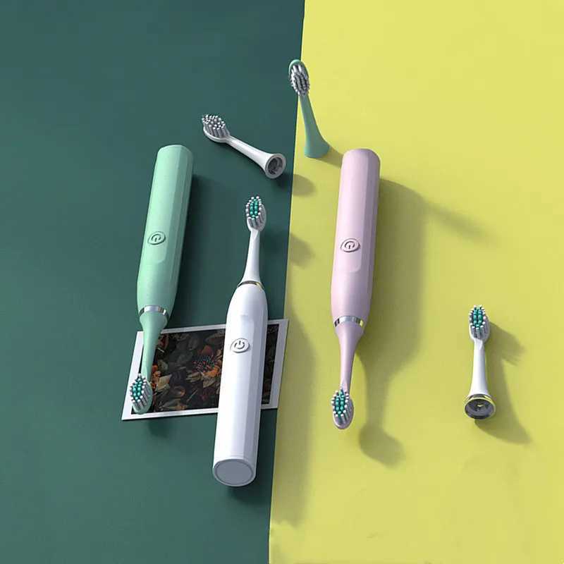 New Soundwave Vibration Electric Toothbrush Waterproof Adult Teeth Whitening Toothbrush Battery Edition with Brush Head in 3 Colors M241017
