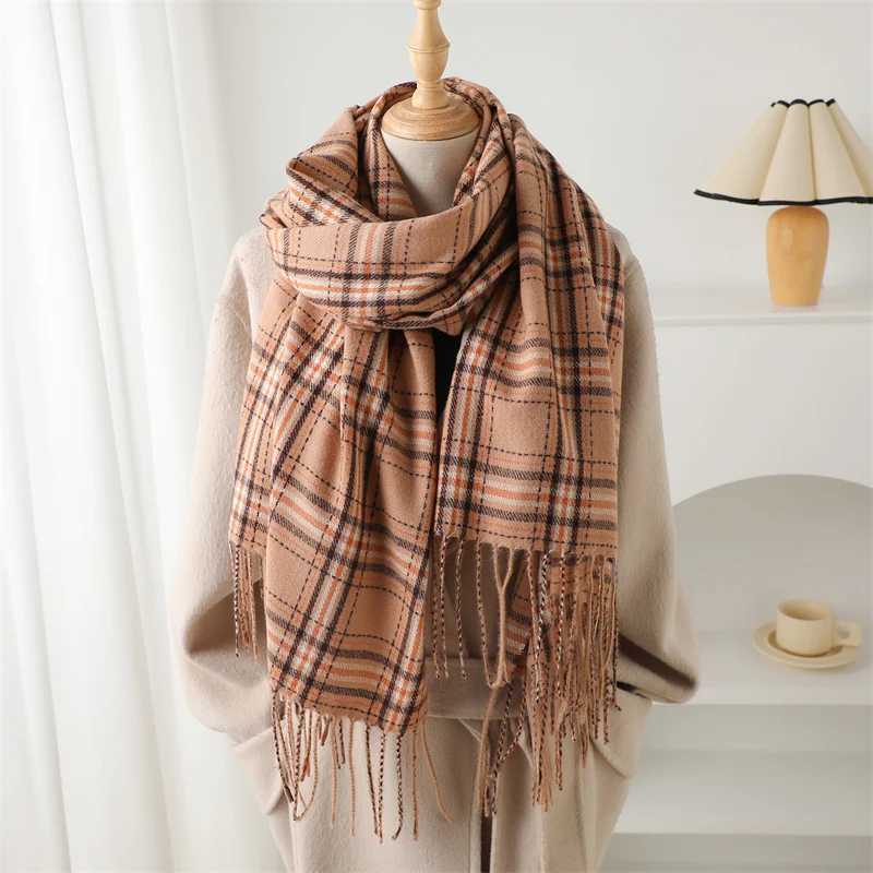 2024 fashion winter thick Pashmina warm shawl bag plain weave tassel blanket cashmere like scarf collar chief raincoat Thors X241017