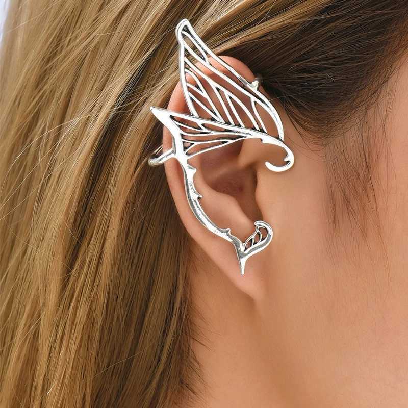 Silver plated metal elf ear cuffs butterfly ear clips womens stainless steel fairy clip earrings wedding girls jewelry gifts W241017
