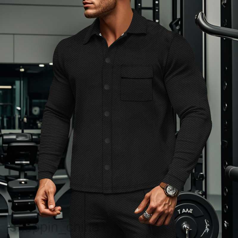 Men's Jackets Coats casual men's diagonal lapel long sleeved shirt jacket autumn men's single breasted solid color jacket