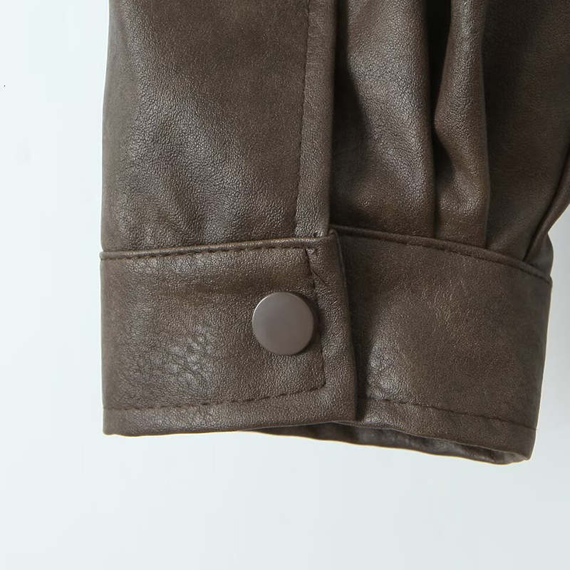 Women's Coat Faux Leather Outwear Streetwear Elegant 2024 Inszartrafaf Long Sleeve With Button Jaqueta Femme Y2k Jackets