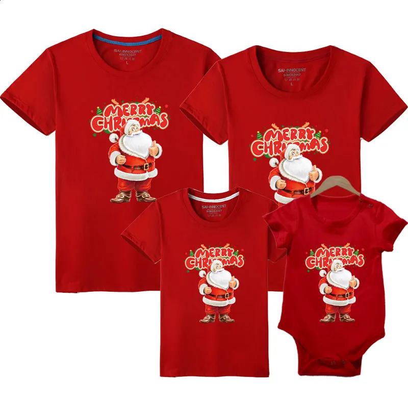Christmas Family Matching Outfits Father Mother Son Daughter Clothes Year Adult Kids Tshirt Baby Romper 241017