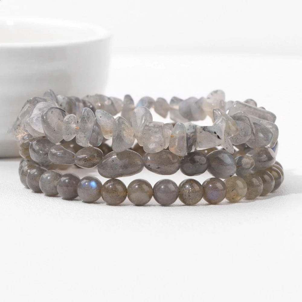 3 pieces/set of irregular natural Labrador bead bracelets suitable for women genuine original quartz stone bracelets used for healing spiritual jewelr