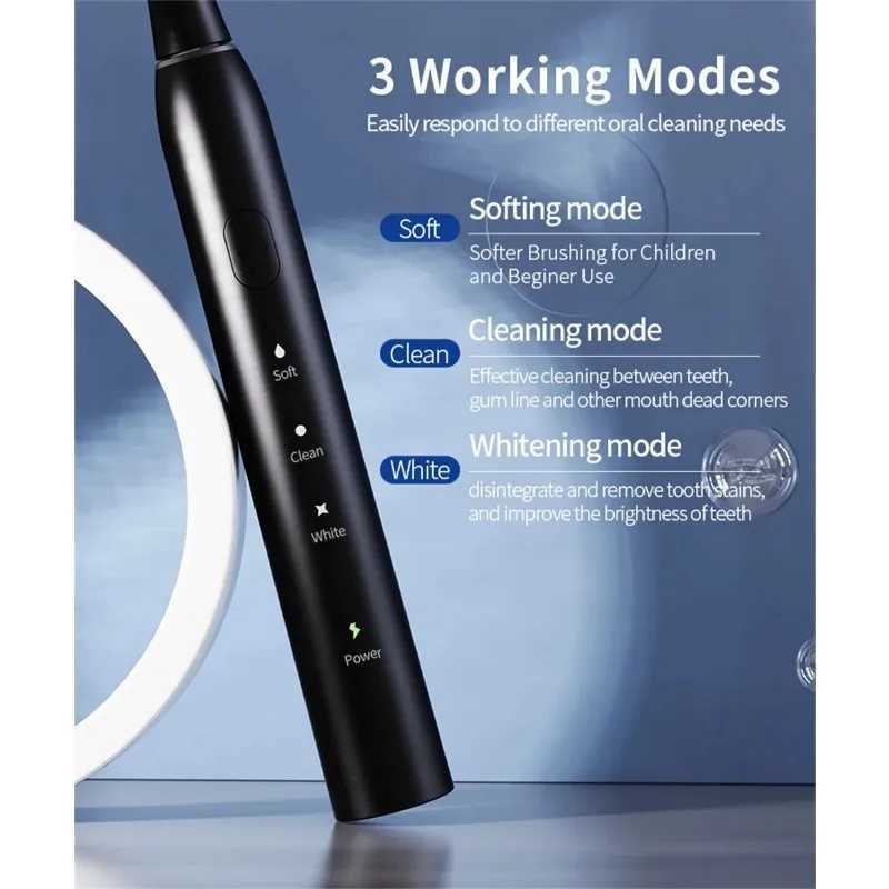 New Arrival Sonic electric toothbrush with 6 toothbrush heads IPX7 waterproof USB toothbrush adult ultrasonic toothbrush used for teeth cleaning G2410