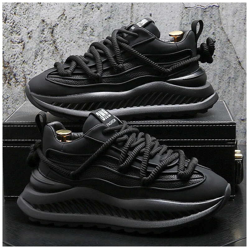 2024 New Fashion Solid Color Chunky Heel men Sneakers Casual Leather Platform Flat Sports Designer Shoes atillas Hombre