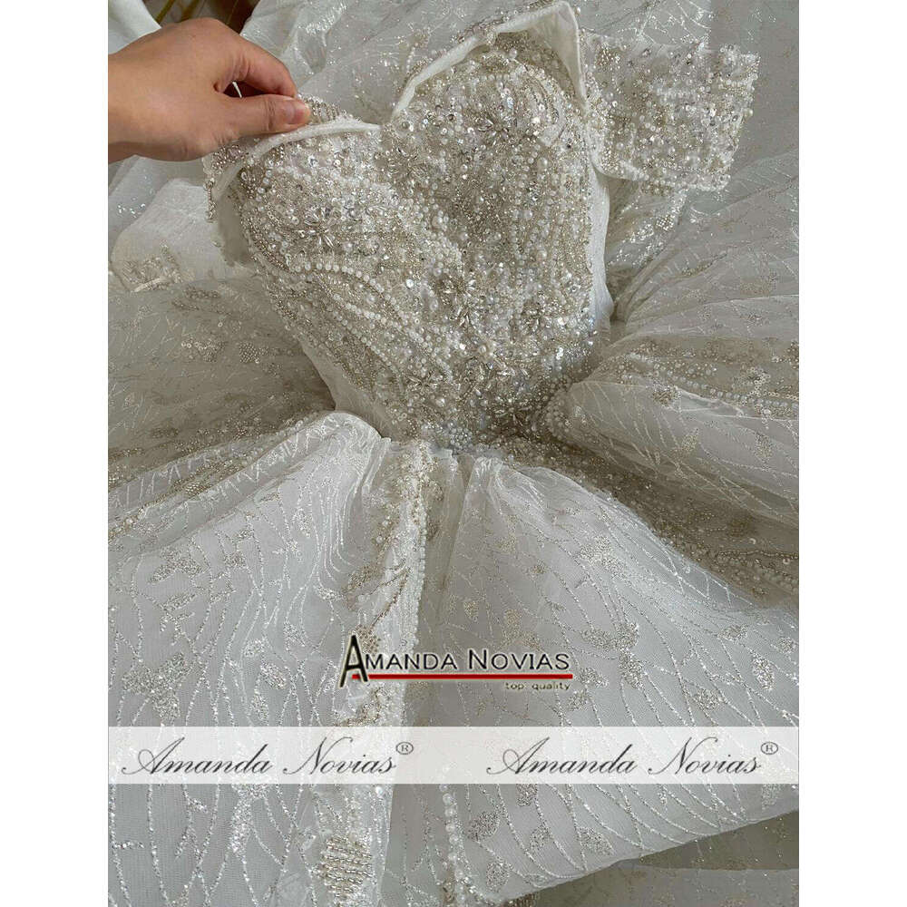 Off The Shoulder Straps Lace Wedding Dress With Small Train