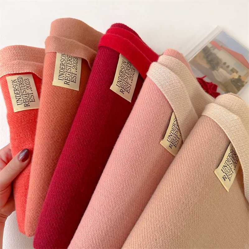 Fashionable winter cultural scarf shawl and wrap womens solid headscarf long sleeved cashmere Pashmina scarf X241017