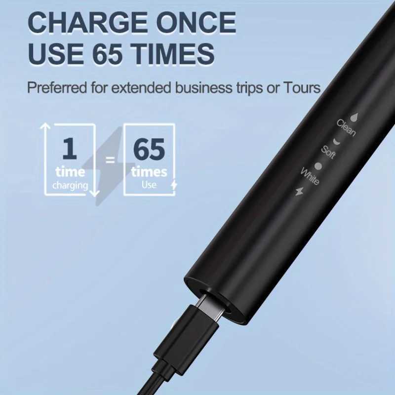 Adult Sonic Electric Toothbrush Travel Kit Advanced USB Charging Soinc Toothbrush IPX7 Waterproof Comes with 6 Toothbrush Heads M241017