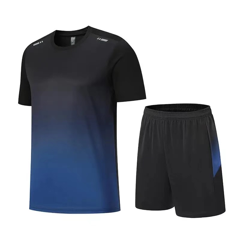 summer running fitness set gradient short sleeved T-shirt quick drying breathable shorts set suitable for comprehensive training sports gym basketball