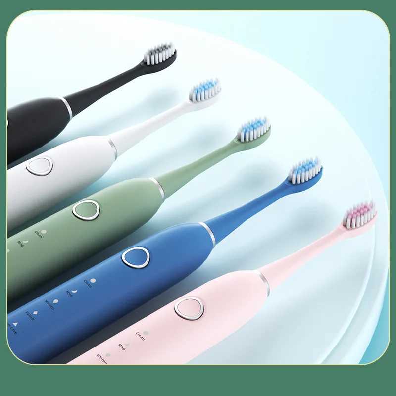 New Arrival 6-speed electric sonic toothbrush USB charging adult ultrasonic toothbrush with 4/8 replaceable head intelligent timer IPX7 G241017