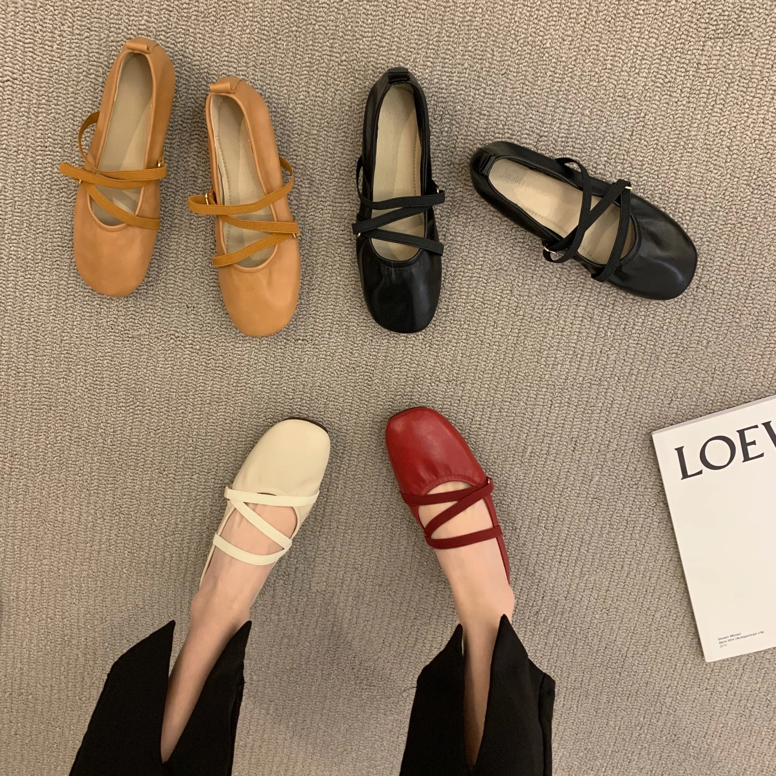 Bailamos Women Mary Janes Shoes Woman Square Toe Japanned Leather Flats Vintage Narrow Band Loafers 241016