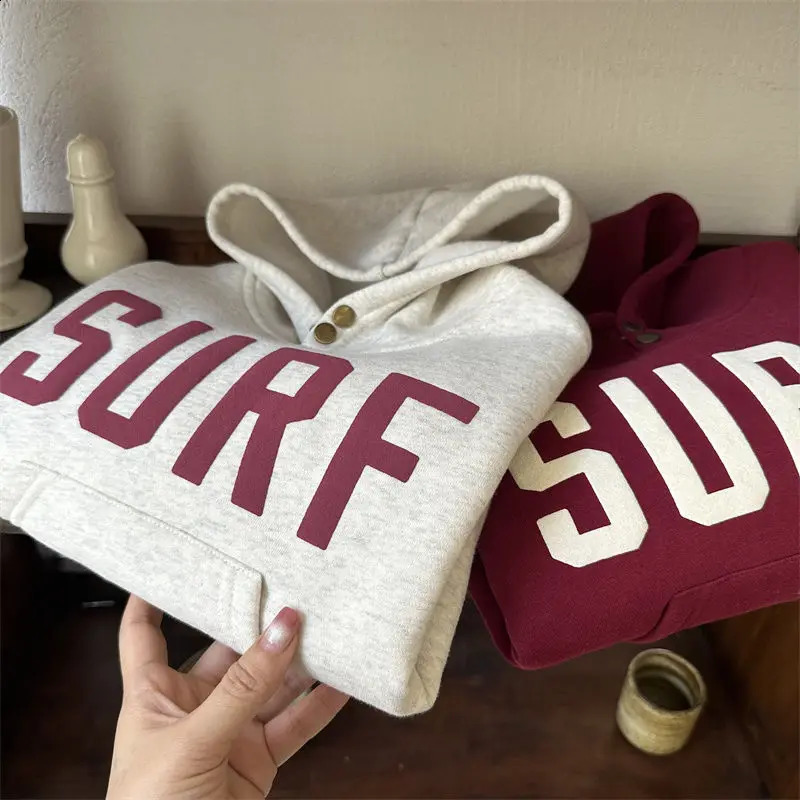 Childrens Boys Hooded Sweatshirt Loose Thick Western Style Letters Korean Fleece Kids Hoodie Winter Casual Baby Top 241017