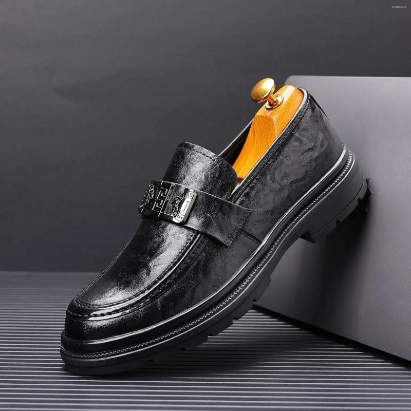Dress Shoes Men Loafers Black Formal Office Men's Leather Casual Business Social Wedding For High Quality Gala Loafer