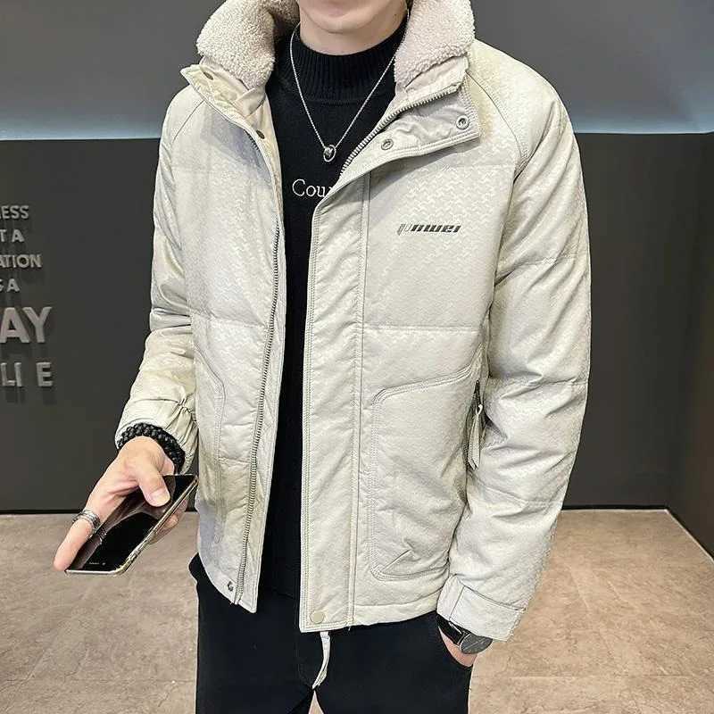 Winter mens leather jacket mens short sleeved cashmere collar coat thick warm and casual plus size solid color coat X241017