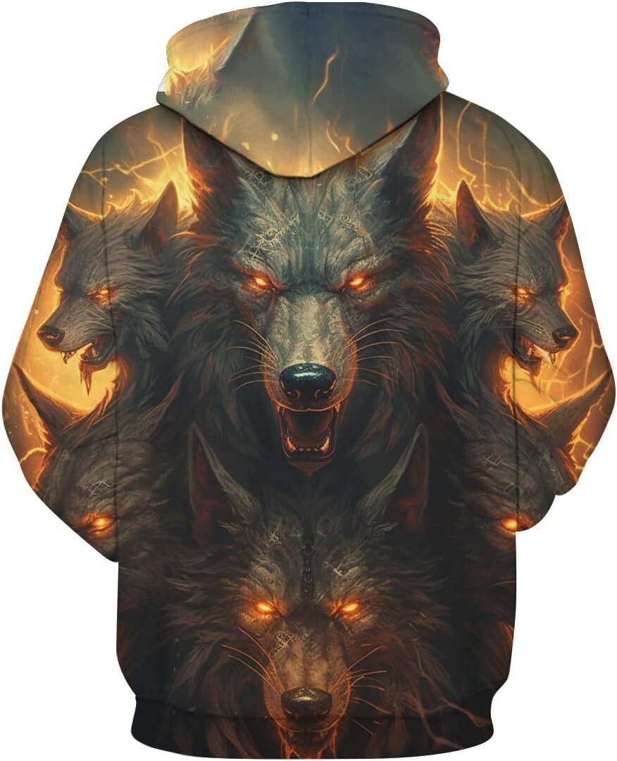 Hoodie for Mens Womens Wolf Hoodies For Men 3D Print Hooded Novelty Graphic Sweatshirts Fashion Mens Pocket Pullover Graphic Pullover Long Sleeve fash