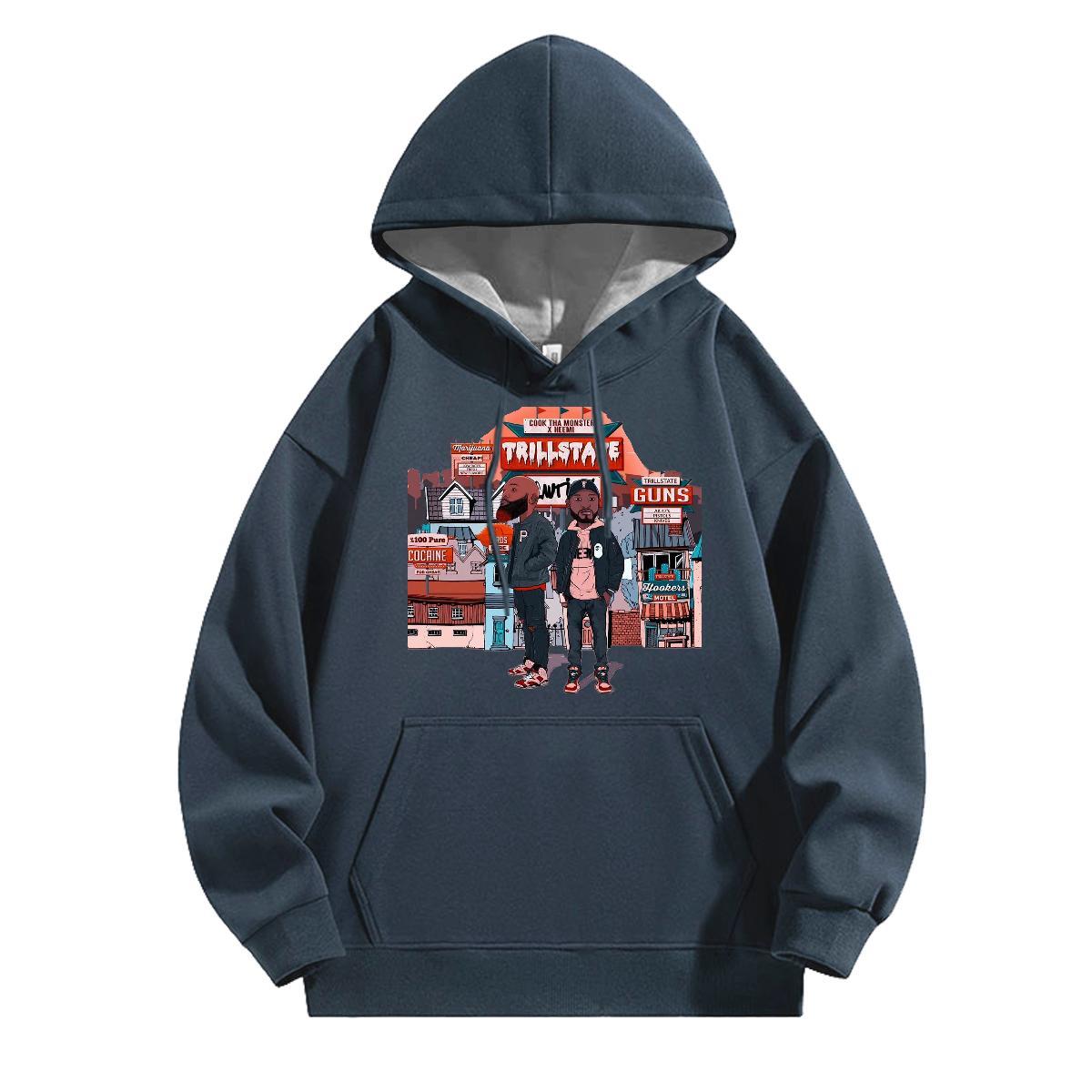 Brand Men's Hooded Sweatshirt Unisex Hoodie for Man Woman Anime Print Wear Hip Hop Street Hooded Collar Long Sleeves 350g Cotton