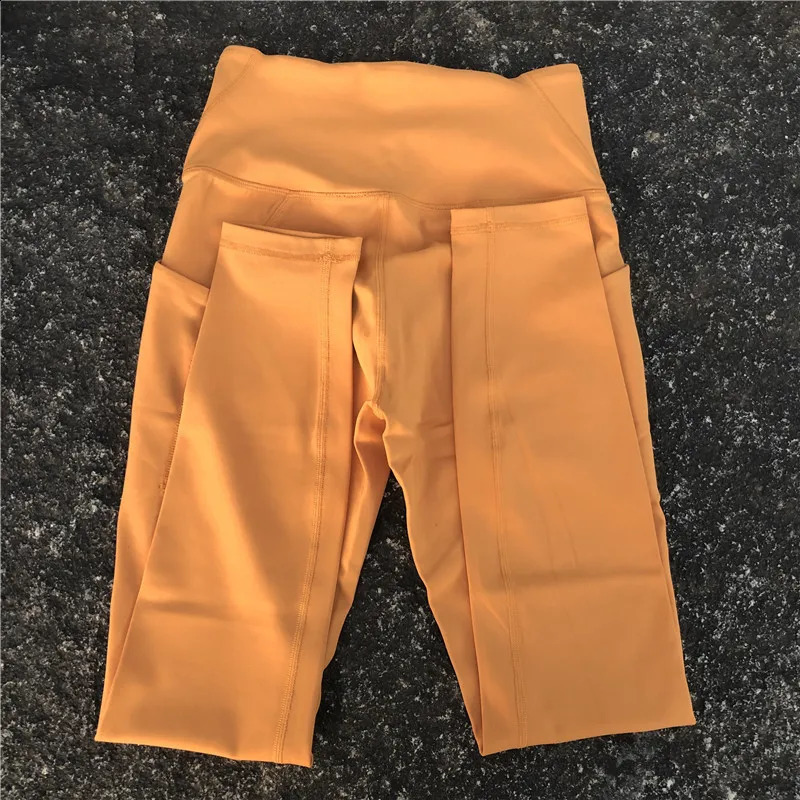 Solid Color High Waist Quality Yoga Legging Side Pocket Fitness Women Sport Pant Soft Comprehensive Training Jogging Compression 241008