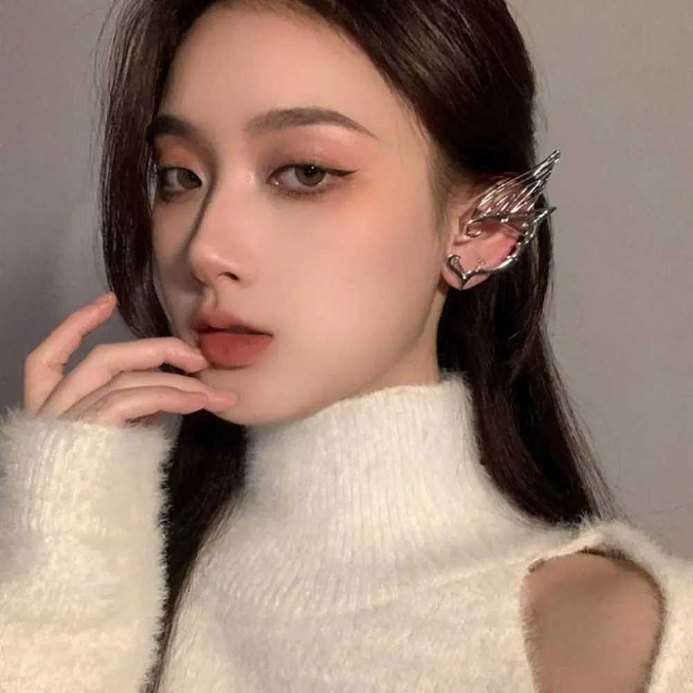 Single sided earrings leaf/right ear fairy ear cuffs elf ear clip antique gold earrings Gothic Halloween earmuffs W241017