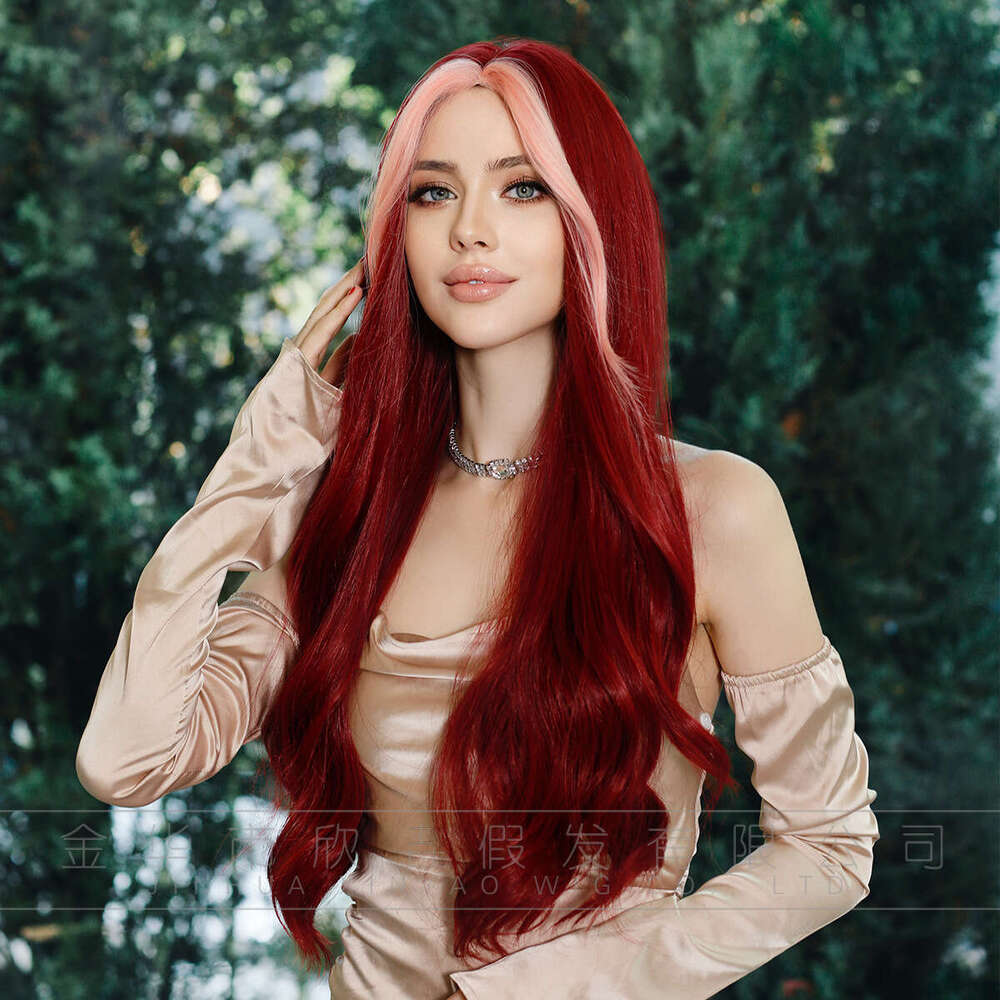Red Wine With Large Waves, Long Curly Hair, Dyeing Nism, Synthetic Fiber, Women Wigs, Black Wig, New Product