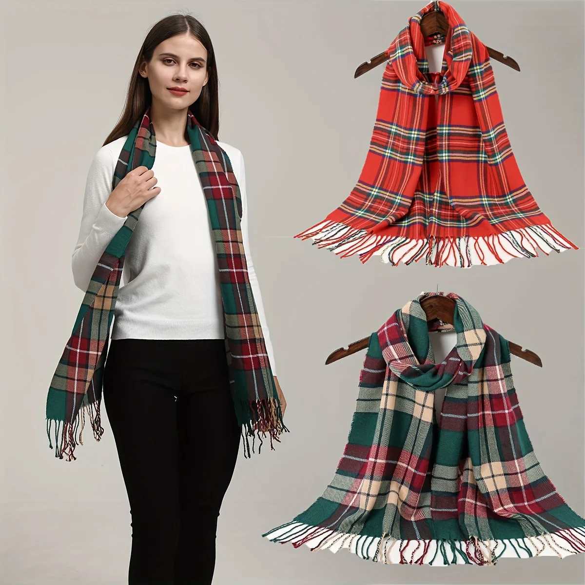 Long scarf thin plain tassel shawl mature warm windproof neck casual outdoor unisex scarf X241017
