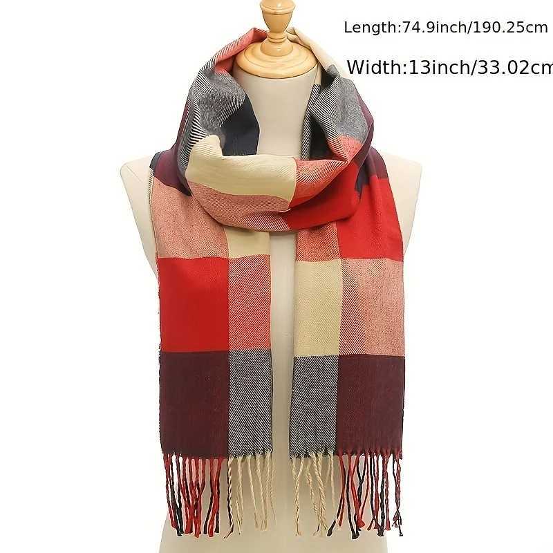 Long scarf thin plain tassel shawl mature warm windproof neck casual outdoor unisex scarf X241017