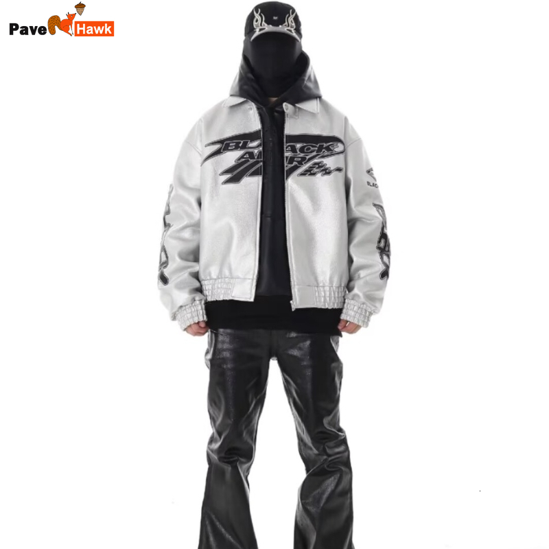 Sier Street Racing Suit Jacket Mens Oversize American Vintage Motorcycle Coats Letter Printing Hip Hop Baseball Uniform