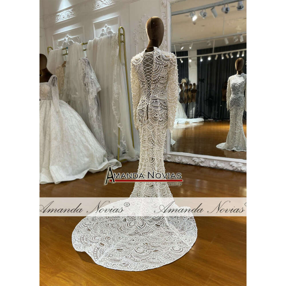 Amanda Novias Handmade Pearls Mermaid Wedding Dress