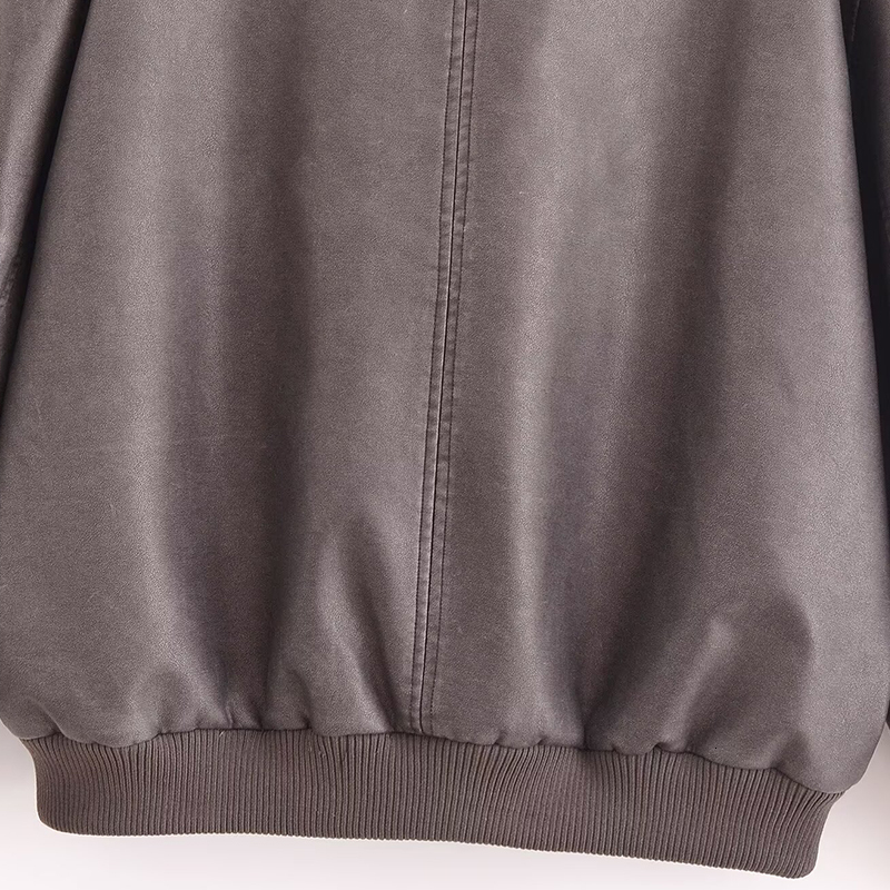 Faux Leather Jackets Women's Pu Long Sleeve Outwear Elegant Solid Fashion 2024 Inszart Casual Loose With Zipper Woman Coat