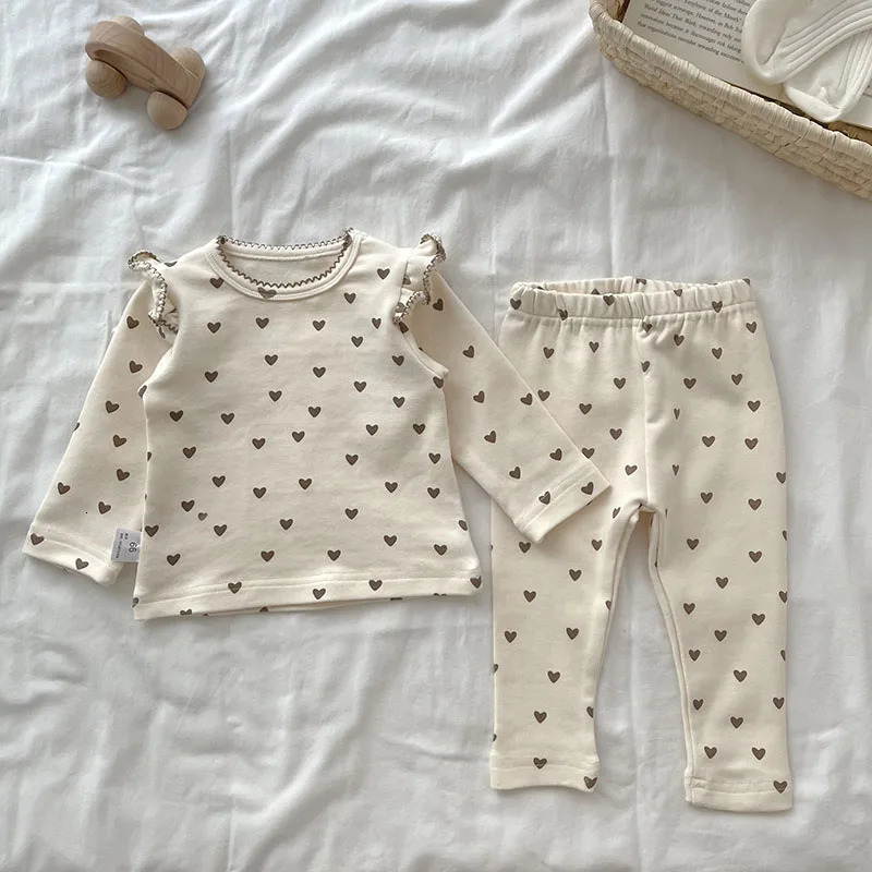 MILANCEL Baby Pajama Suit Heart Print Girls Sleepwear born Sleeping Set 241017