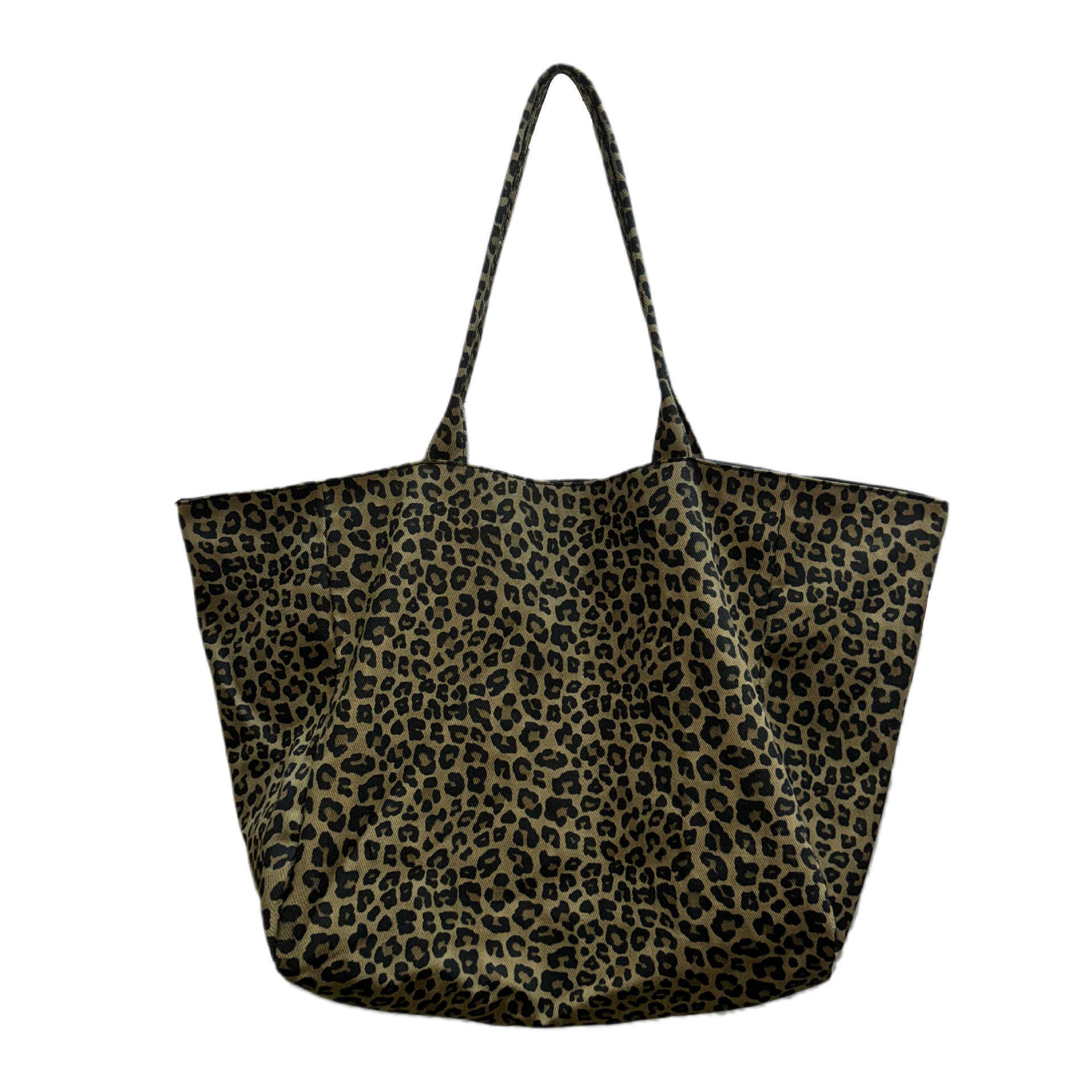 CMM ins relaxed large bag leopard print versatile canvas bag large capacity shopping bag shoulder bag women 241015