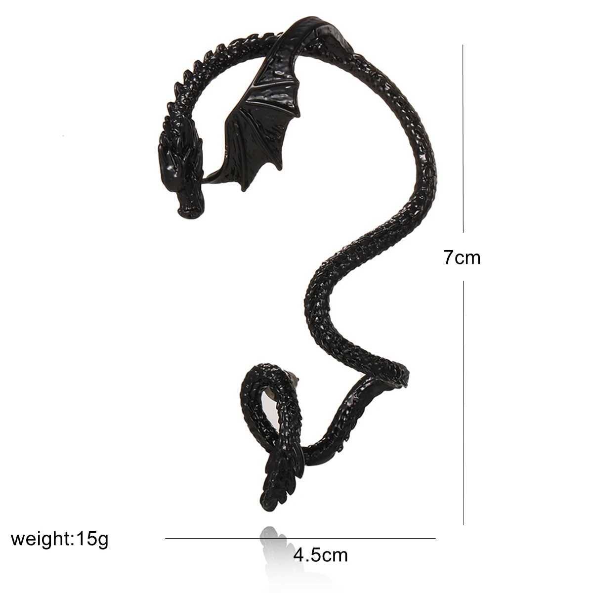 New Fashion Gothic Punk Retro Metal Wing Flying Dragon Earrings Cuff Earrings Suitable for Womens Party Jewelry W241017