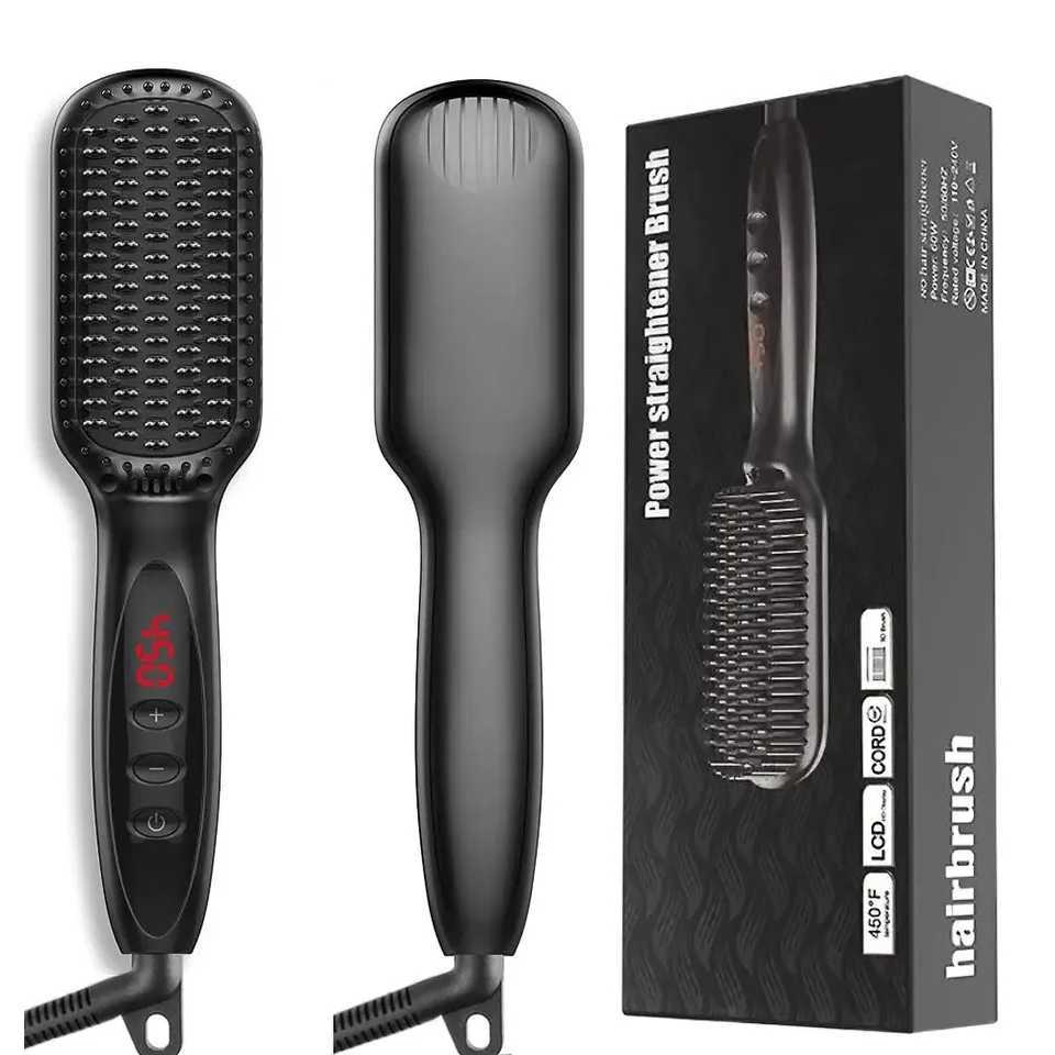 Hair Straightener Hair Beard Straightener Comb Electric Ceramic Straightening Brush Wet Dry Dual Use for Hair MoustacheXJ241016