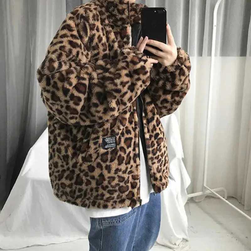 Fashion Leopard Jacket Womens Zipper Hoodie Mens Jacket Waist Street Jacket Loose Windproof Clothing Mens M241017
