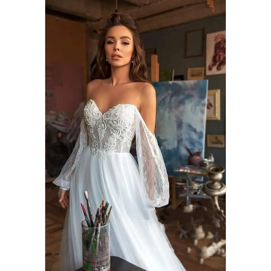 Sexy Country Appliqued Lace Sweetheart Long Sleeves A E Elegant Beach Boho Vintage Wedding Dresses Bridal Gowns Bc3049 legant