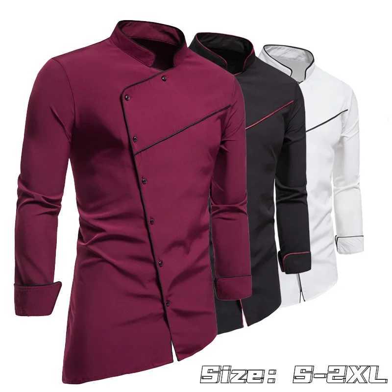 2023 Spring and Autumn New Mens Long-sleeved Shirts Fashion Stand-up Collar Diagonal Buttons Shirt Business Casual Shirts LX241017