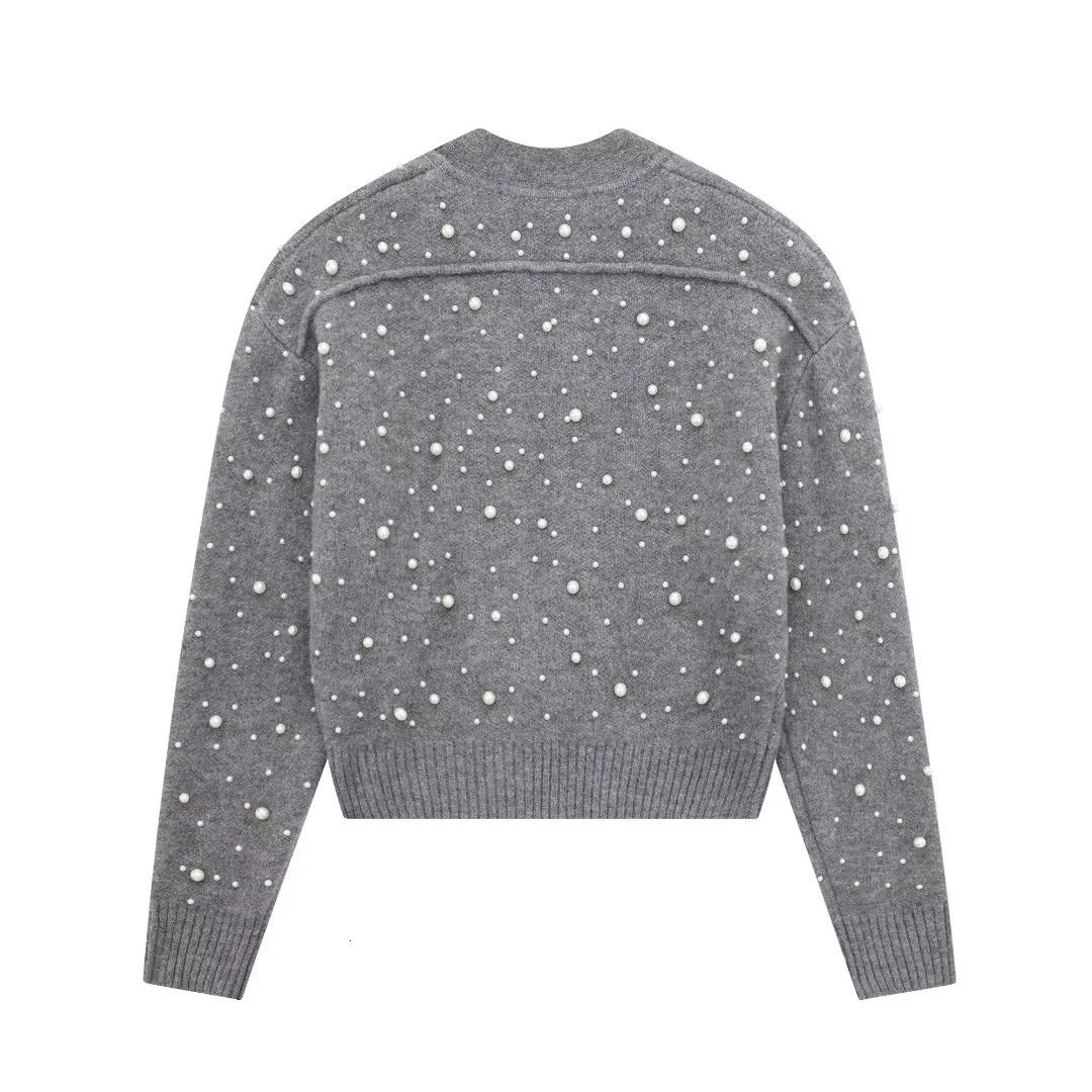 Women's Cardigan Pearl Knitted Knitwear Long Sleeve Jumpers Knit Jackets Inszar 2023 Gray Woman Sweaters Jacket